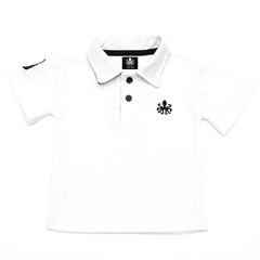 Polo Infantil Bordada Para Meninos Manga Curta Piquet Branco Com Detalhes Em Preto | Otto