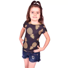 T-Shirt Menina Abacaxi Dourado - Isabb - comprar online