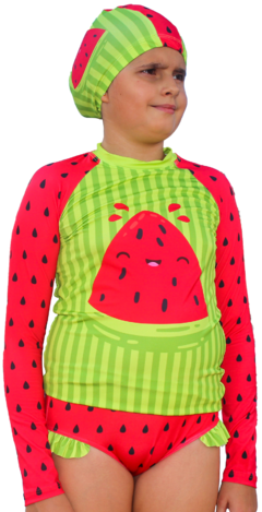 CONJUNTO INFANTIL PROTEÇÃO SOLAR UV MELANCIA