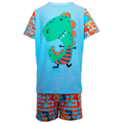 Pijama Infantil Unissex Manga Curta e Short Dinossauro - Isabb