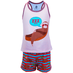 Pijama Adulto Feminino Regata e Short Bicho Preguiça - Isabb