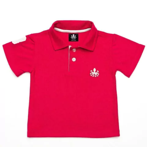 Polo Infantil Bordada Para Meninos Manga Curta Piquet Pink Com Detalhes Em Branco | Otto