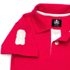 Polo Infantil Bordada Para Meninos Manga Curta Piquet Pink Com Detalhes Em Branco | Otto - comprar online