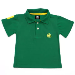 Polo Infantil Bordada Para Meninos Manga Curta Piquet Verde-Bandeira Com Detalhes Em Amarelo | Otto