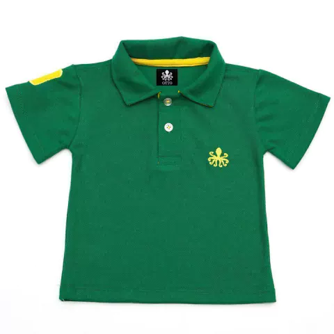 Polo Infantil Bordada Para Meninos Manga Curta Piquet Verde-Bandeira Com Detalhes Em Amarelo | Otto