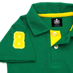 Polo Infantil Bordada Para Meninos Manga Curta Piquet Verde-Bandeira Com Detalhes Em Amarelo | Otto - comprar online