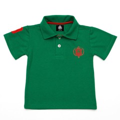Polo Infantil Bordada Modelo Escudo Manga Curta Piquet Verde-Bandeira Com Detalhes Em Vermelho | Otto