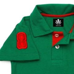 Polo Infantil Bordada Modelo Escudo Manga Curta Piquet Verde-Bandeira Com Detalhes Em Vermelho | Otto - comprar online
