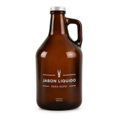 Botella Dispenser Vidrio Ámbar 1900ml Para Jabón Líquido Ropa - tienda online