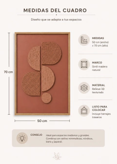 Cuadro Decorativo Abstracto Terracota Relieve 3D Marco Madera en internet