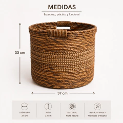Canasto Organizador Artesanal de Fibra Natural con Manijas | Estilo Japandi en internet