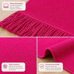 Camino de Mesa Fucsia Tejido con Flecos Moderno - tienda online