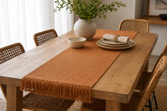 Camino De Mesa Terracota Con Flecos Boho