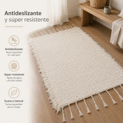 Alfombra Tapete Crudo Con Flecos - comprar online