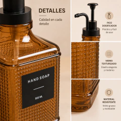 Dispenser para Jabón Líquido 500 ml Ámbar Texturizado - Jaspe Deco