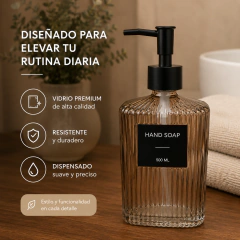 Dispenser para Jabón Líquido de Vidrio Acanalado Negro - comprar online