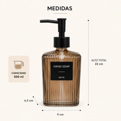 Dispenser para Jabón Líquido de Vidrio Acanalado Negro - tienda online