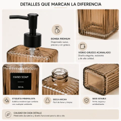 Dispenser para Jabón Líquido de Vidrio Acanalado Negro - Jaspe Deco