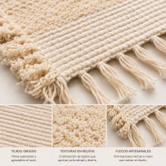 Alfombra crudo con flecos - tienda online