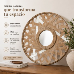 Espejo Redondo Trenzado Natural - tienda online