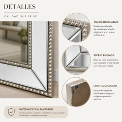 Espejo Decorativo Biselado Plateado - Jaspe Deco
