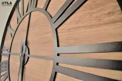 Reloj De Pared Grande 60 Cm Madera Números Romanos Industrial en internet