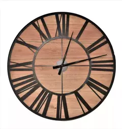 Reloj De Pared Grande 60 Cm Madera Números Romanos Industrial - comprar online