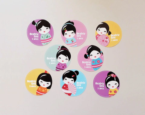 Adesivo Kokeshis Personalizado | 5 cm