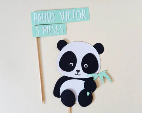 Topo de Bolo Panda