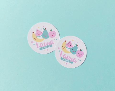 Adesivo Frutinhas Candy Colors Personalizado | 5 cm