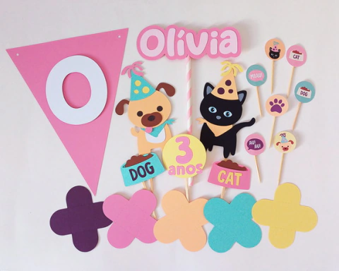 Kit Festa Gatinho e Cachorrinho | Só Um Bolinho