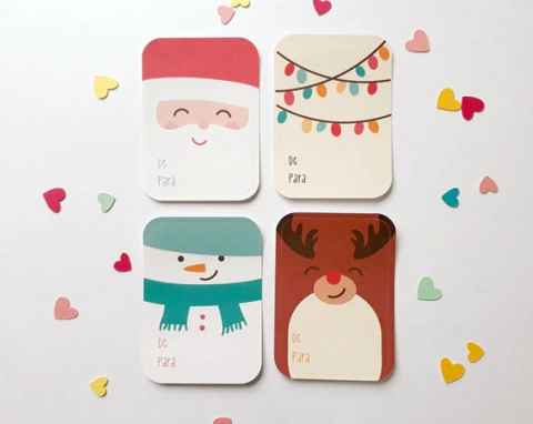 Adesivos para Presentes de Natal | Kit com 24 unidades | Pronta Entrega
