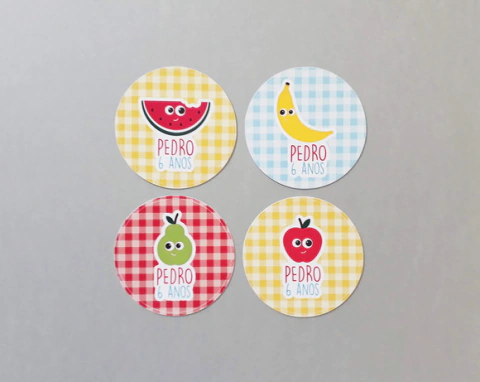 Adesivo Piquenique Frutas Personalizado | 5 cm