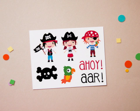 Cartela de Adesivos Pirata