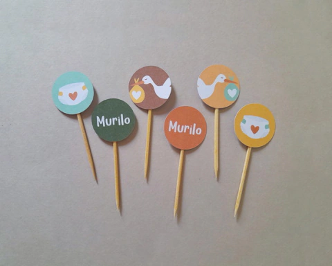 Mini Topper Cegonha Chá de Fraldas