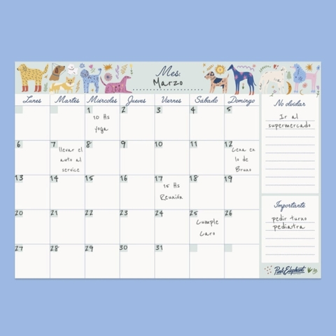Planner Mensual 12 Hojas - Perritos