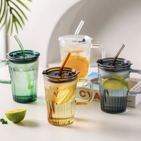 Vaso Vidrio con sorbete y asa