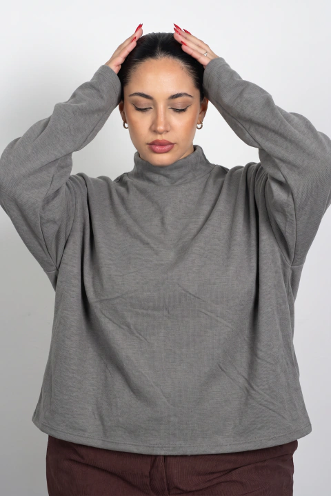 SWEATER MEDIA POLERA SOFT GRIS