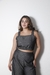TOP CON ELASTICO DENIM NEGRO - comprar online