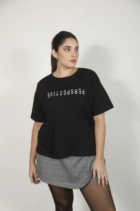 REMERA ALGODON PERSPECTIVE NEGRO