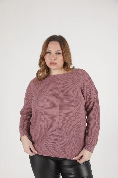 MAXI SWEATER ACANALADO ROSA