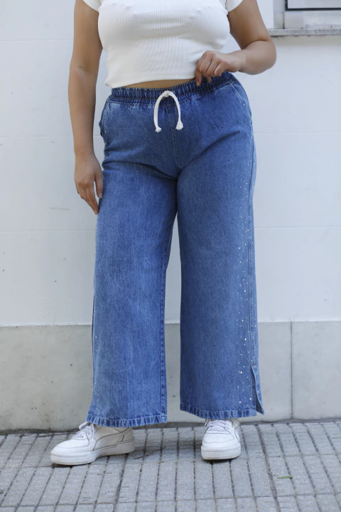 JOGGER JEAN STRASS WIDE LEG - comprar online