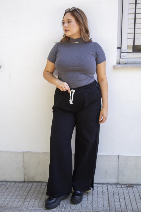 JOGGER JEAN WIDE LEG NEGRO - comprar online