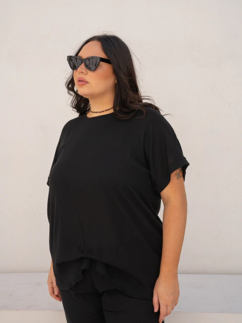 REMERA CLASICA LINO NEGRA
