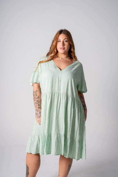 VESTIDO CON BOTONES SPRING VERDE - comprar online