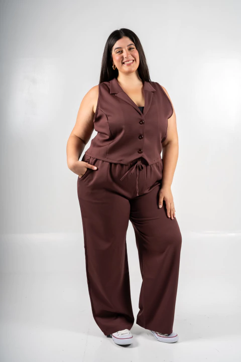 CHALECO SASTRERO CROPPED MARRON - comprar online