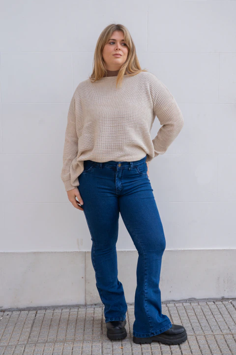 MAXI SWEATER ACANALADO BEIGE