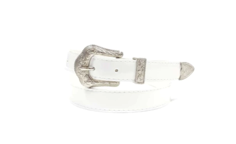 CINTO CUERO CON PUNTERA BLANCO - comprar online