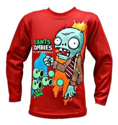 Remera de Plantas vs Zombies manga larga roja - comprar online