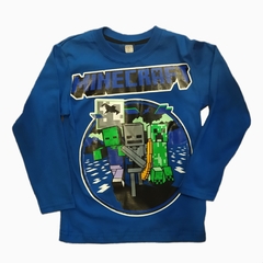 Remera Manga larga de Minecraft Azul Modelo 1 - comprar online